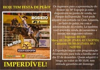 Mesmo com apoio do Estado e Prefeitura, Expopin cobra ingresso para rodeio, Telo emite nota explicando 