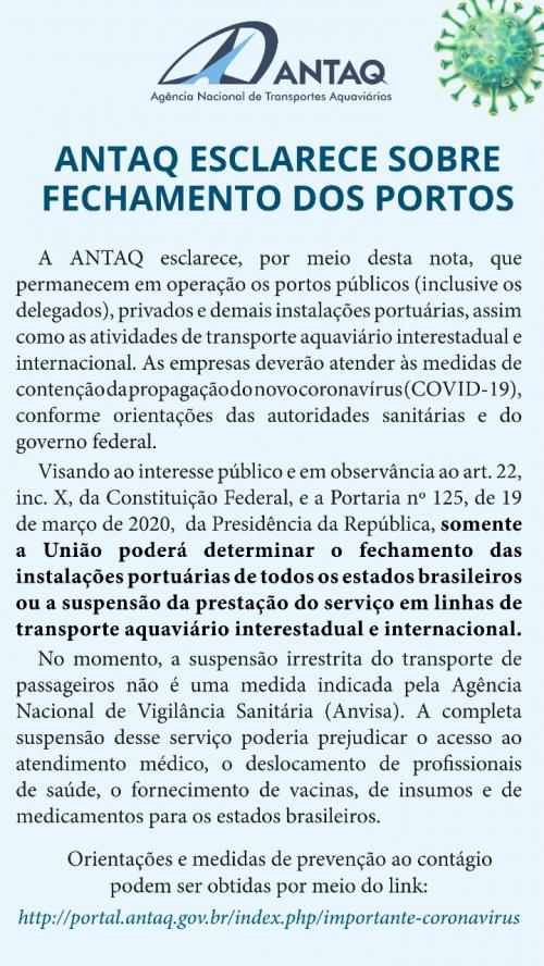 ANTAQ  diz que Barcos do Pará estão liberados no Amazonas para viagens interestadual e internacional 