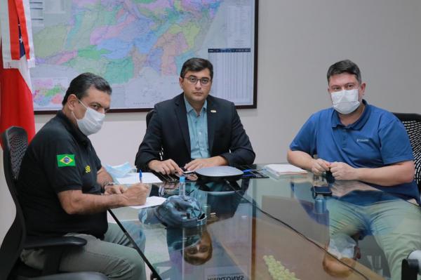 Wilson Lima discute com membro do governo da Colômbia combate ao coronavírus na fronteira entre Tabatinga e Letícia
