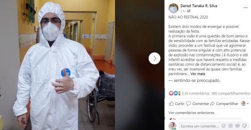 Médico Daniel Tanaka que sobreviveu ao Coronavírus é contra realização do Festival de Parintins 