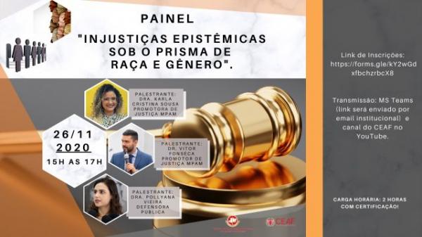 Ministério Público discute Injustiças Epistêmicas, raça e gênero, nesta quinta