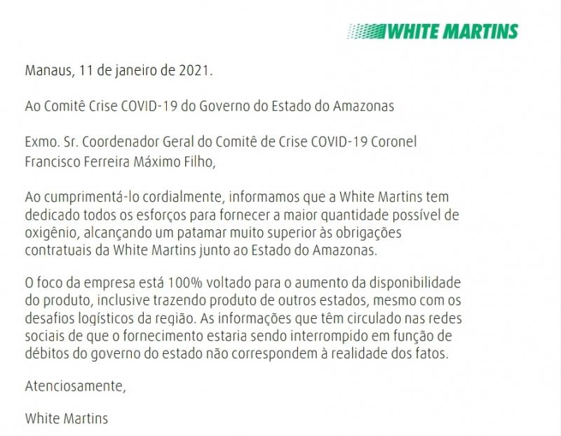 White Martins nega interrupção de fornecimento de gás por débitos financeiros White Martins nega interrupção de fornecimento de gás por débitos financeiros
