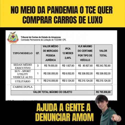Vereador Amom não vai comentar sobre compra de carros luxuosos no TCE-AM 