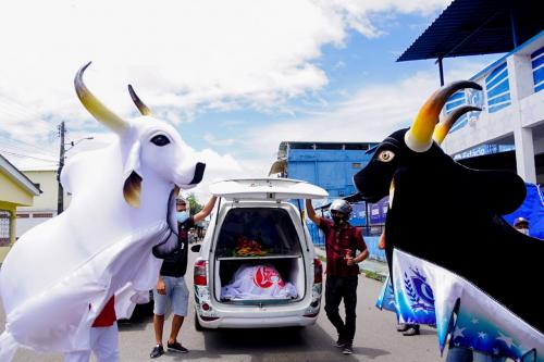 Caprichoso canta toadas vermelhas para homenagear Paulinho Faria