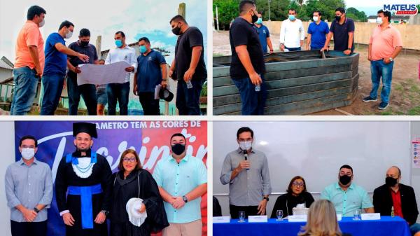 Mateus Assayag fiscaliza obras na Valéria e participa da primeira formatura da Fametro em Parintins 
