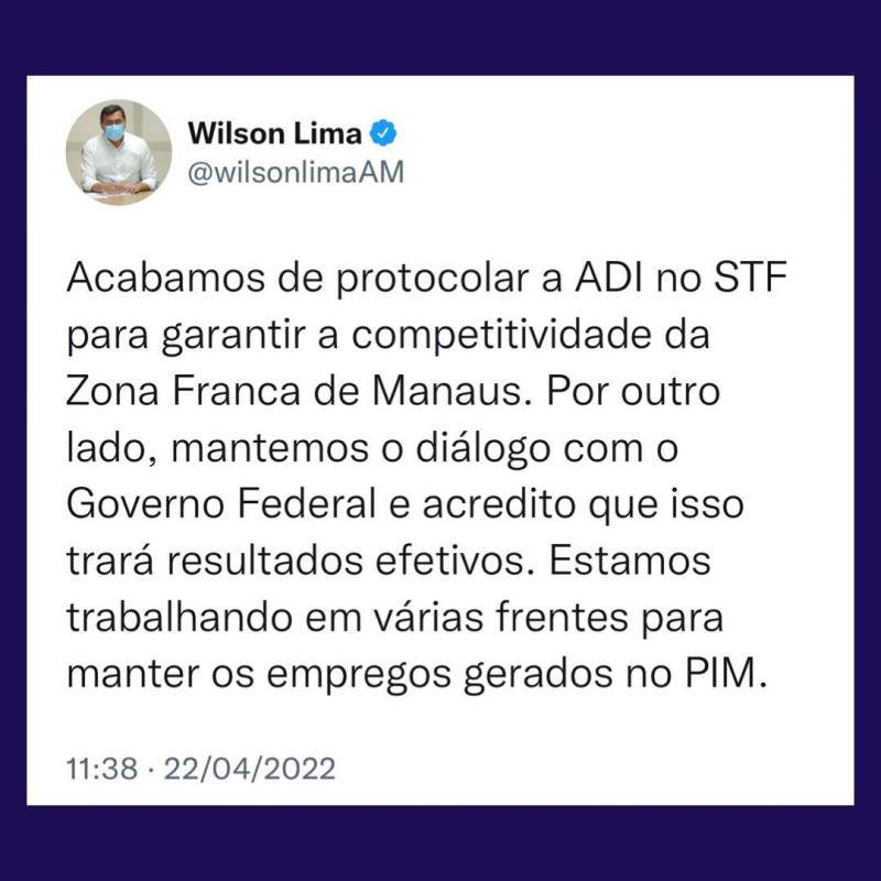 Governo do Estado ingressa com ADI no STF contra medida que ameaça empregos no Amazonas
