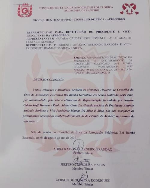 Por 3x0 Conselho de Ética indefere pedido de saída de Antônio Andrade e Ida Silva do Garantido