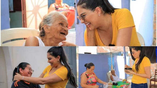 Em Nova Olinda, Mayra Dias revive pessoas de sua infância e recebe carinho de sua gente