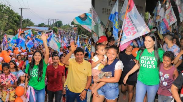 Com multidões em caminhada e comício histórico, Mocambo e Caburi abraçam campanha de Mayra Dias