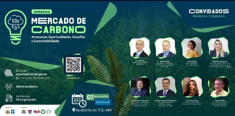 TCE-AM abre inscrições para o seminário “Mercado de Carbono – Oportunidades, Desafios e Sustentabilidade no Amazonas