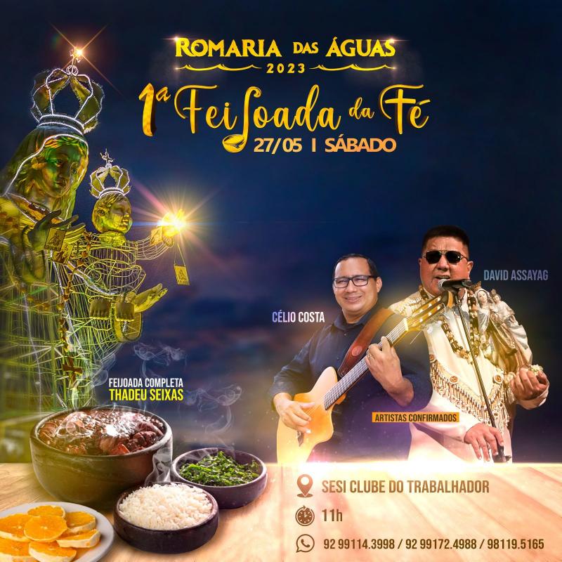 Feijoada da Fé para ajudar Romaria das Águas acontece dia 27 de maio, em Manaus