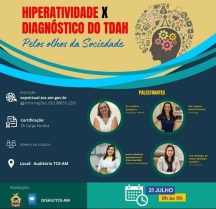 TCE-AM discutirá hiperatividade e TDAH na sexta-feira (21)