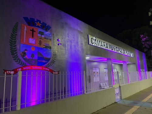 Lilás do combate à violência contra mulher ilumina a Câmara de Parintins
