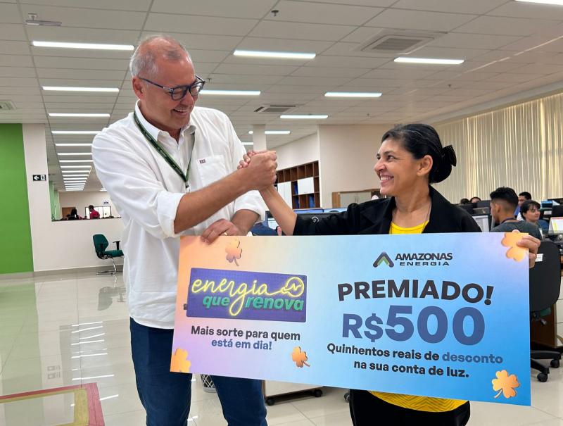 Clientes adimplentes da Amazonas Energia recebem premiação de R$ 500,00 após sorteio