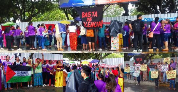 Chuva, protestos e solidariedade marcam atos feministas em Parintins