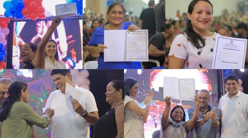 Em Parintins, 382 famílias do Castanhal recebem títulos definitivos da Prefeitura