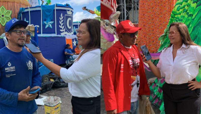 Vereadora Márcia Baranda acompanha finalizações dos trabalhadores dos bumbás na concentração do Bumbódromo