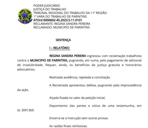 Agente de Saúde em Parintins ganha adicional de insalubridade na Justiça do Trabalho 