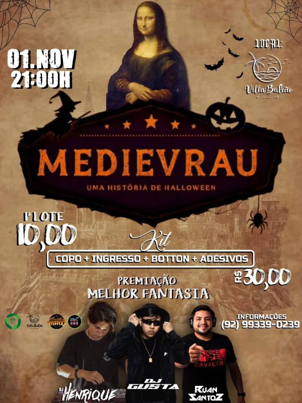 Villa Bulcão realiza ‘MEDIEVRAU: Uma História de Halloween’ neste sábado (1º/11) em Parintins Villa Bulcão realiza ‘MEDIEVRAU: Uma História de Halloween’ neste sábado (1º/11) em Parintins
