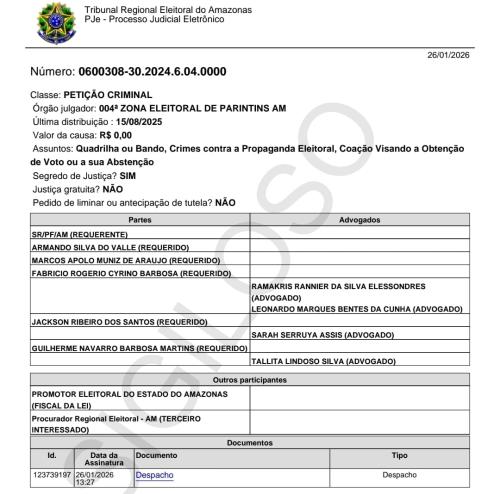 PROVA ILÍCITA: MPE recomenda e juiz arquiva inquérito relacionado à eleição de 2024, em Parintins