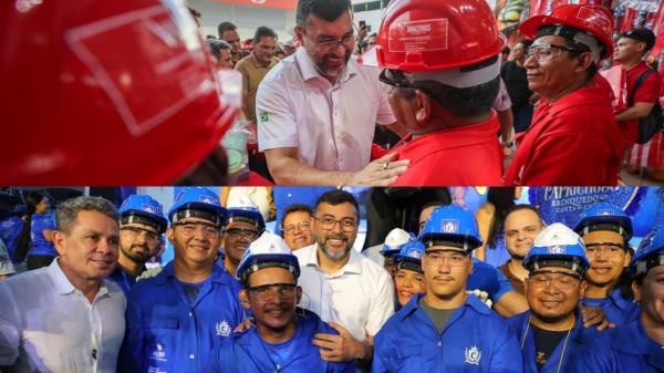 Governador Wilson Lima desembarca em Parintins e entrega 14 mil EPIs para trabalhadores dos bois Caprichoso e Garantido