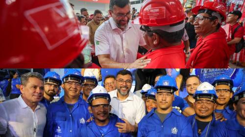 Governador Wilson Lima desembarca em Parintins e entrega 14 mil EPIs para trabalhadores dos bois Caprichoso e Garantido