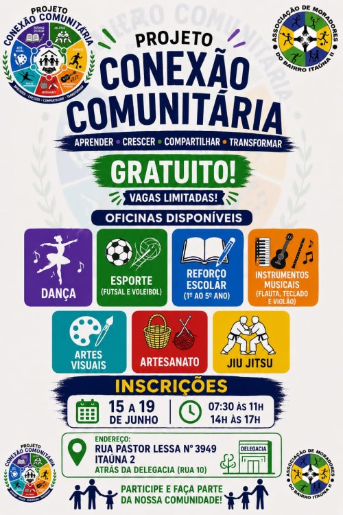 Projeto Conexão Comunitária abre inscrições para oficinas gratuitas de esporte, cultura e educação em Parintins