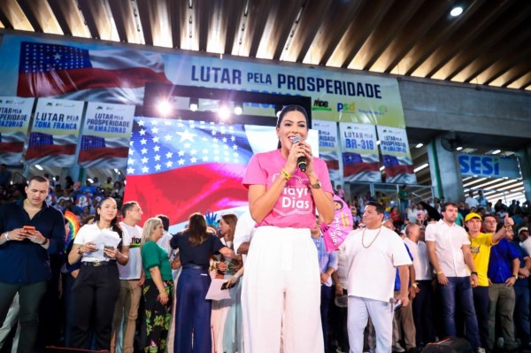 Deputada Mayra Dias é oficializada candidata à reeleição em convenção ao lado de Omar Aziz e Eduardo Braga