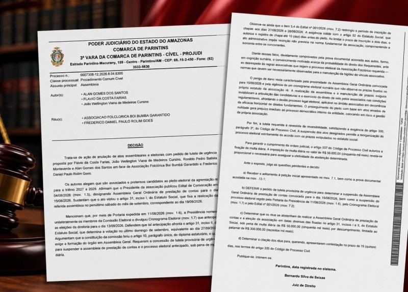 Assembleia e processo eleitoral do Boi Garantido são suspensas, decide Juiz