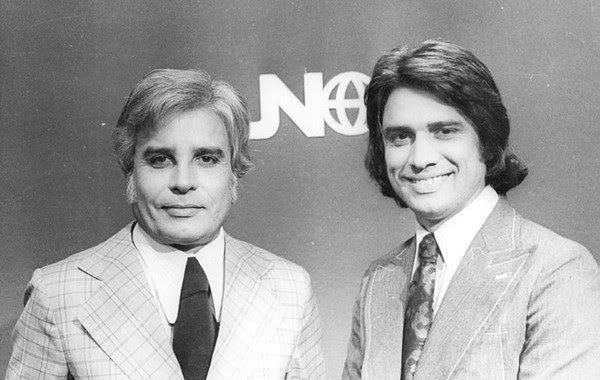 Cid Moreira e S&eacute;rgio Chapellin &mdash; Foto: Acervo Grupo Globo